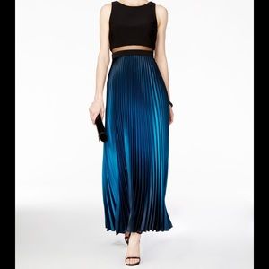 Betsy & Adam Pleated Ombré Illusion Gown